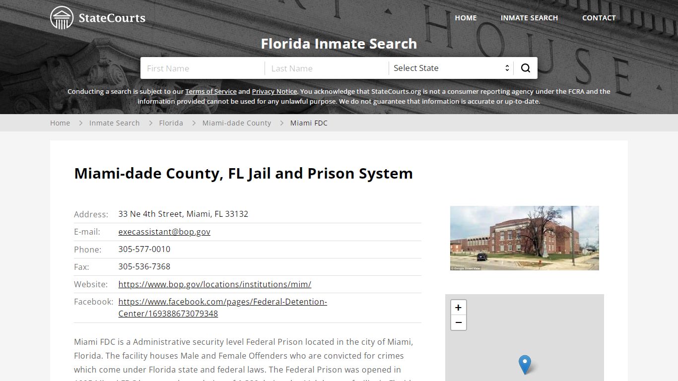 Miami FDC Inmate Records Search, Florida - StateCourts